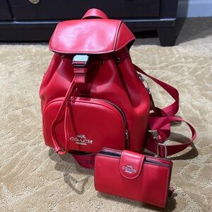 Coach Red Backpack and Wallet Set